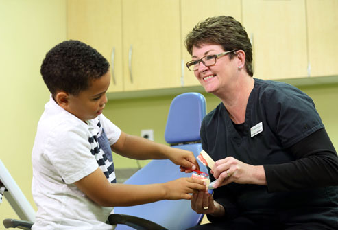 Dr. Nancy Kennedy with patient